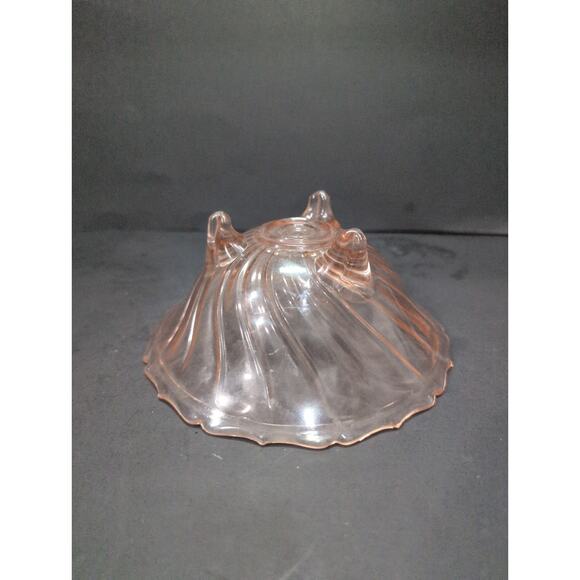 Jeannette Pink Depression Glass Pedestal Bowl, Petal Swirl Candy Dish,‎ Vintage - Picture 4 of 9